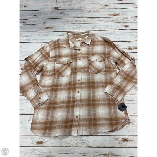 Top Long Sleeve By Thread And Supply In Plaid Pattern, Size: L