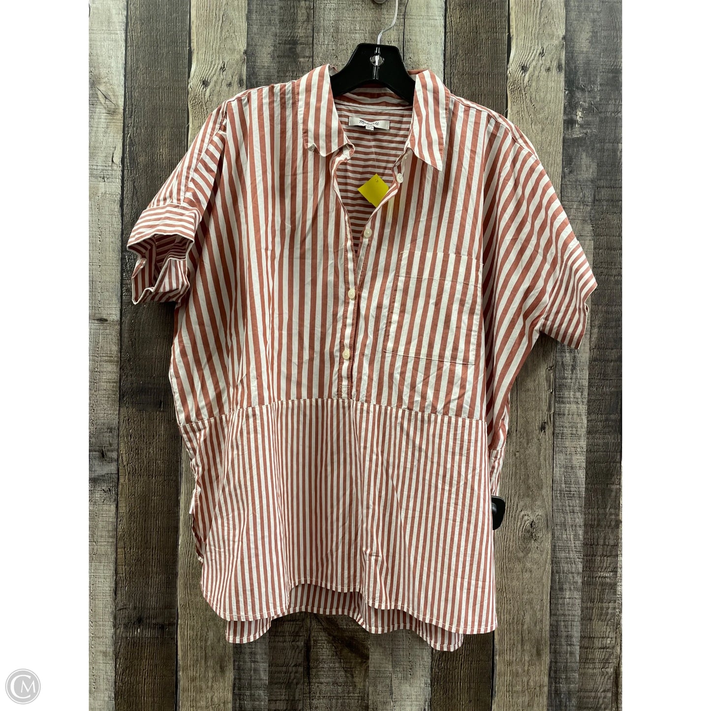 Top Short Sleeve By Madewell In Striped Pattern, Size: M