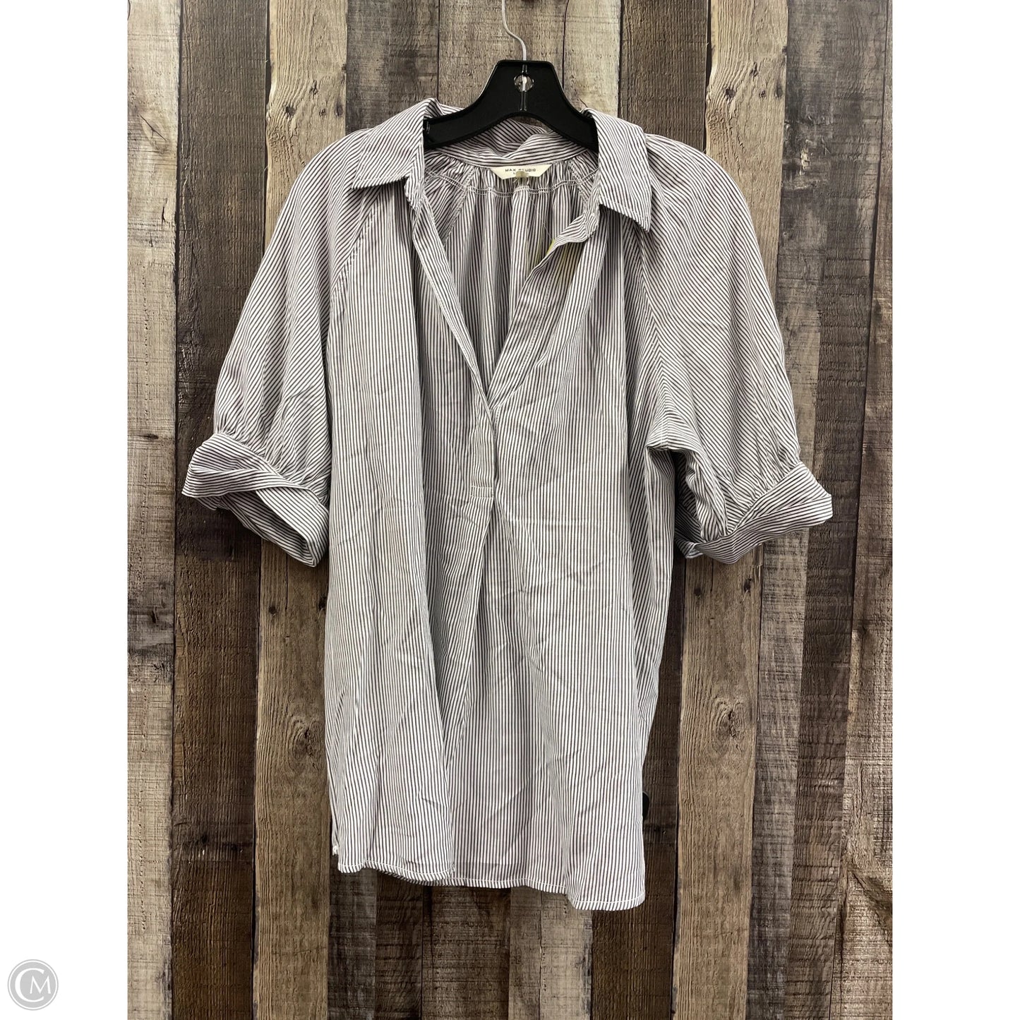 Top Short Sleeve By Max Studio In Striped Pattern, Size: L