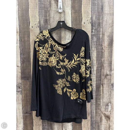 Top Long Sleeve By Jm Collections In Black & Gold, Size: Xl