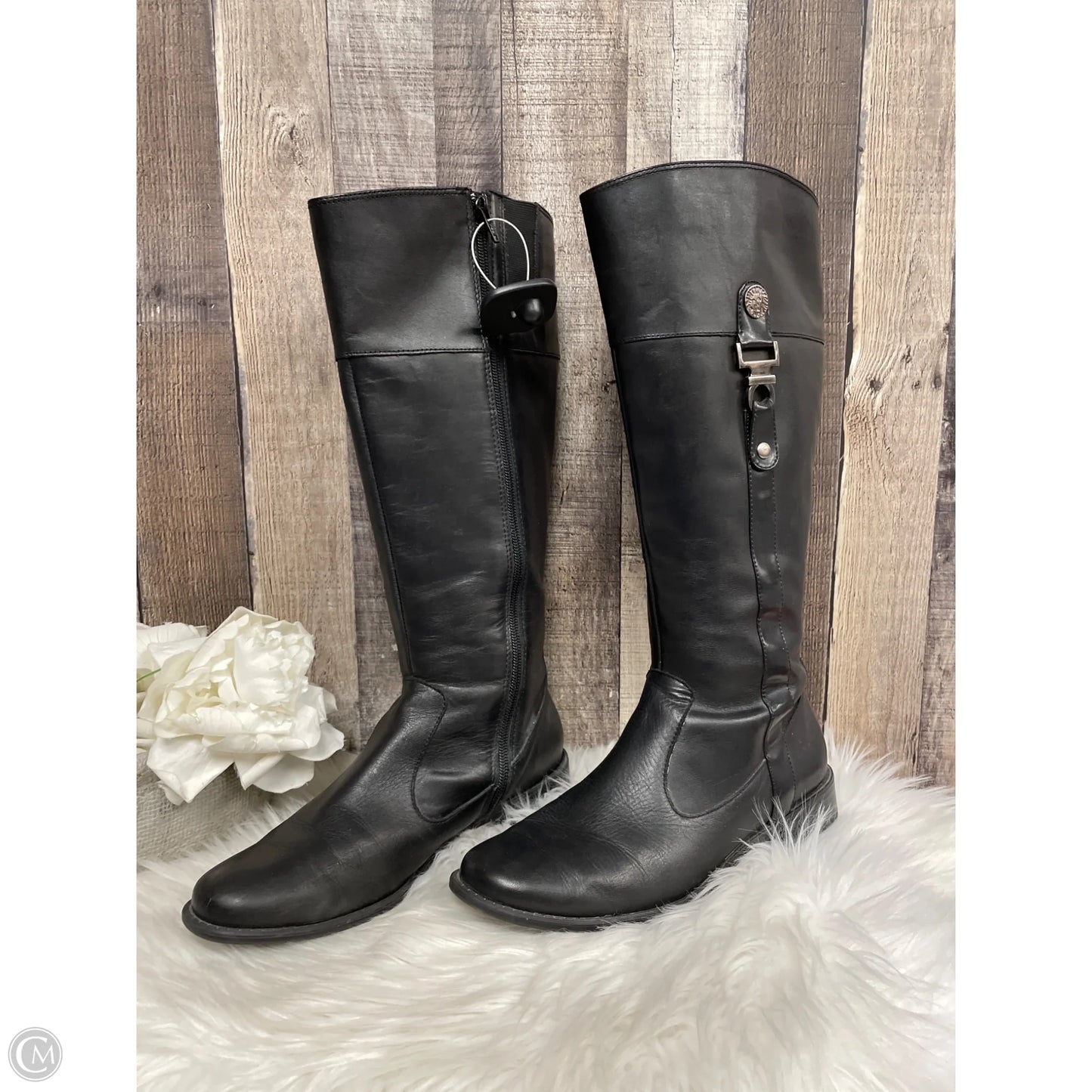 Boots Mid-calf Flats By Anne Klein In Black, Size: 8.5