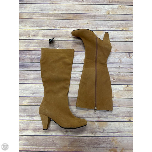 Boots Mid-calf Heels By Theme In Tan, Size: 8.5