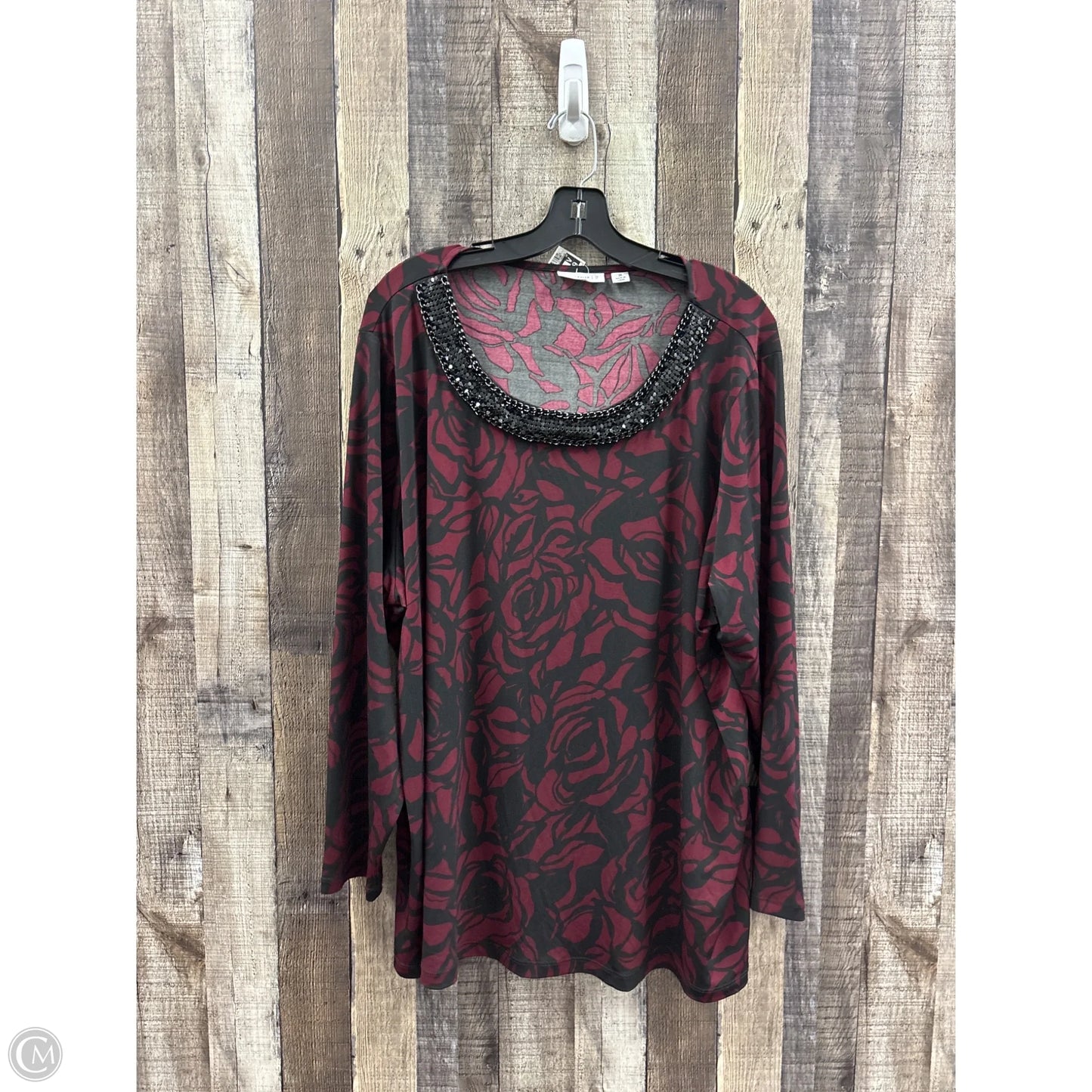 Top Long Sleeve By Susan Graver In Blue & Red, Size: 3x