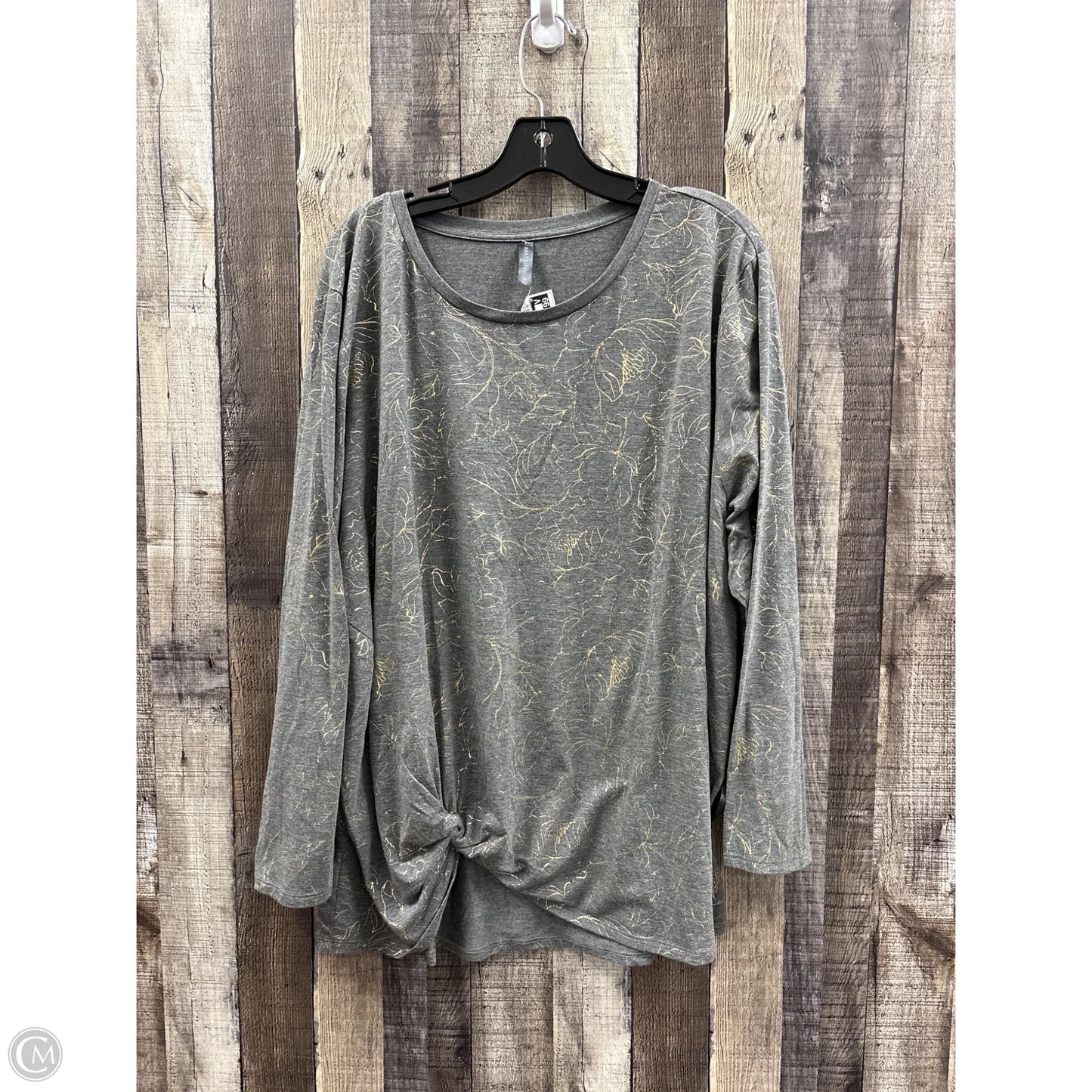 Top 3/4 Sleeve By Massini In Grey, Size: 3x