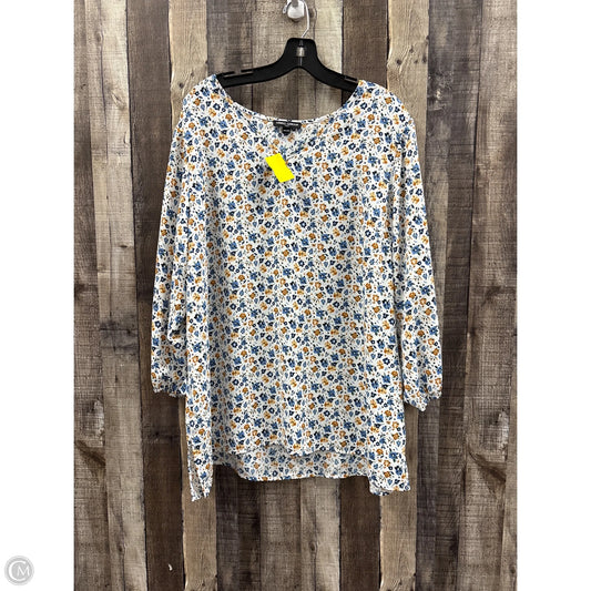 Top Long Sleeve By Mario Serrani In Floral Print, Size: Xxl