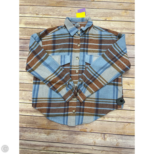Top Long Sleeve By Cme In Plaid Pattern, Size: Xs