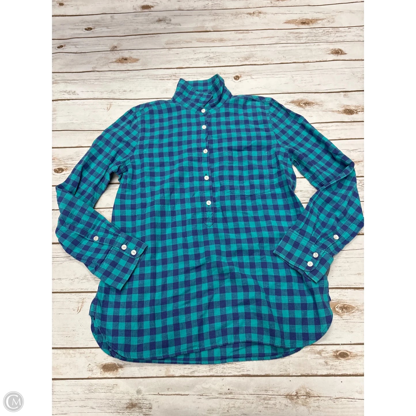 Top Long Sleeve By J. Crew In Plaid Pattern, Size: S