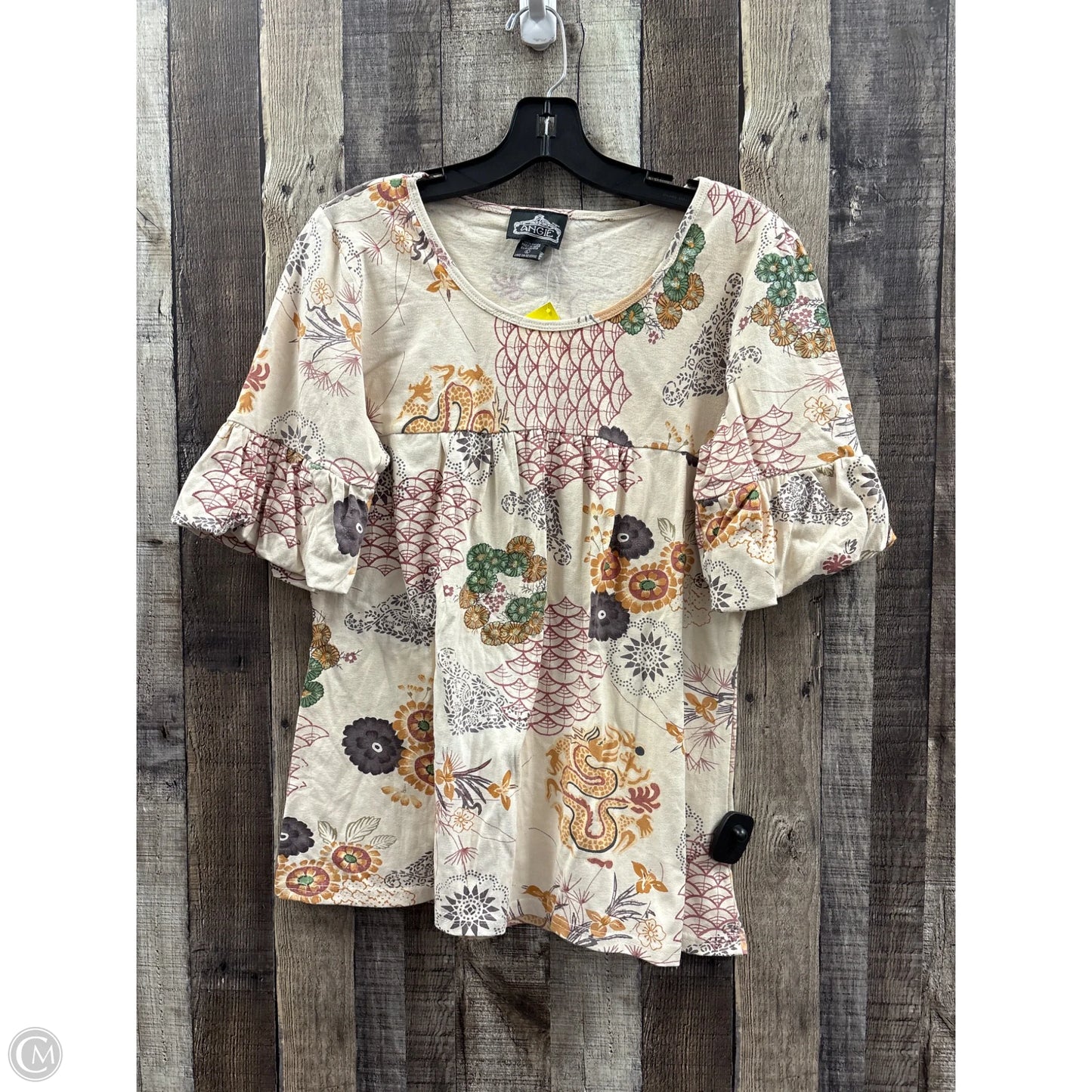 Top 3/4 Sleeve By Angie In Multi-colored, Size: L