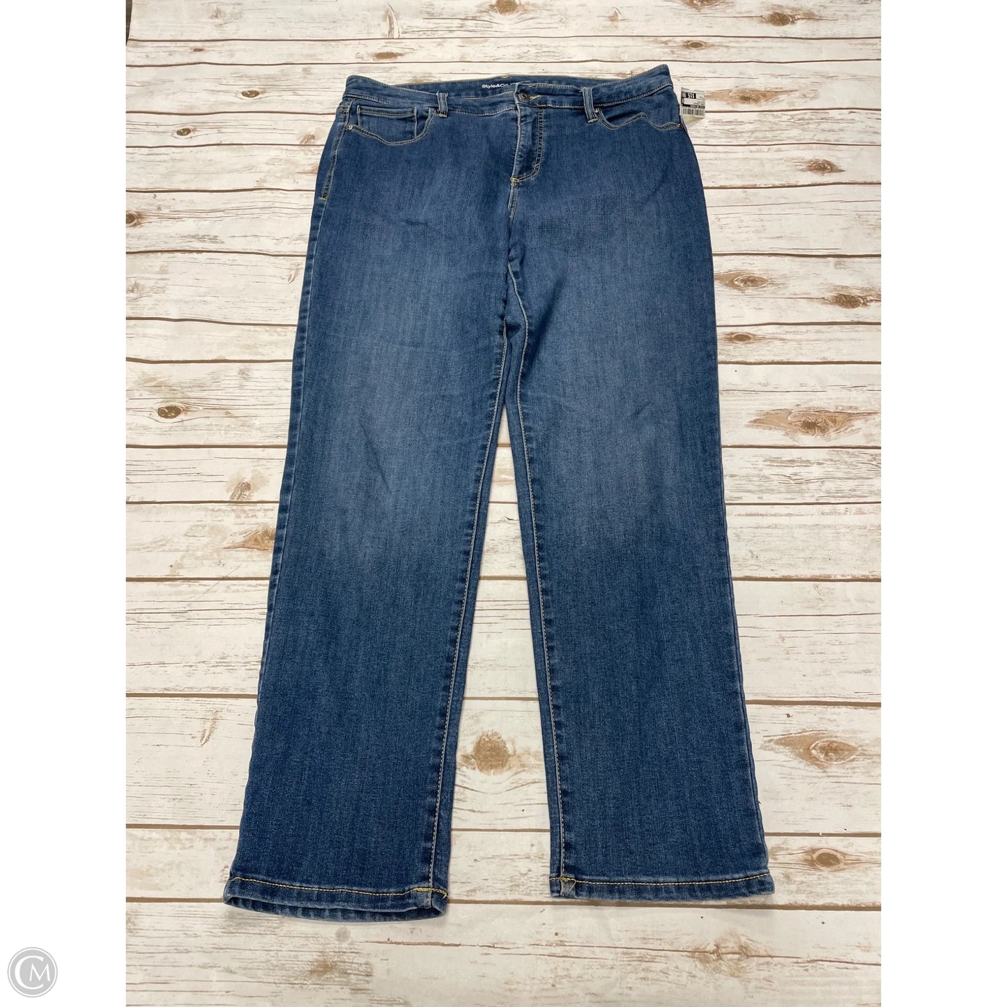 Jeans Straight By Style And Company In Blue Denim, Size: 14