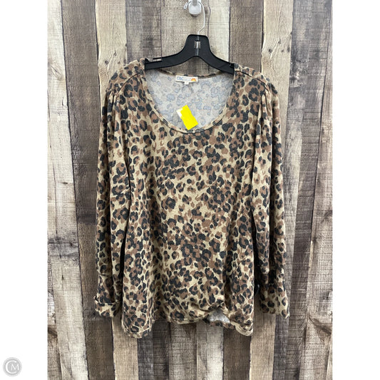 Top Long Sleeve By C And C In Animal Print, Size: 1x