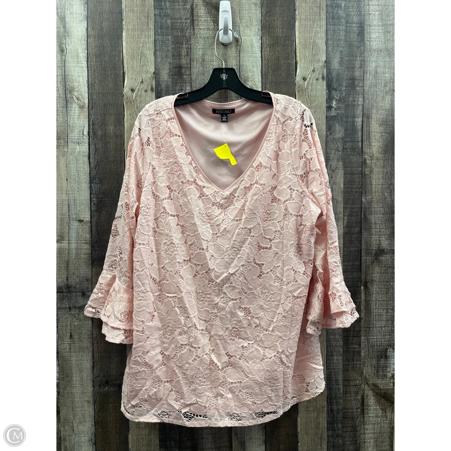 Top Long Sleeve By Roz And Ali In Pink, Size: 2x