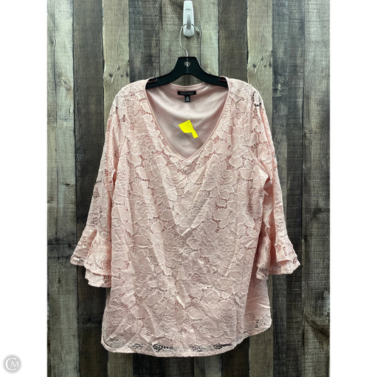 Top Long Sleeve By Roz And Ali In Pink, Size: 2x