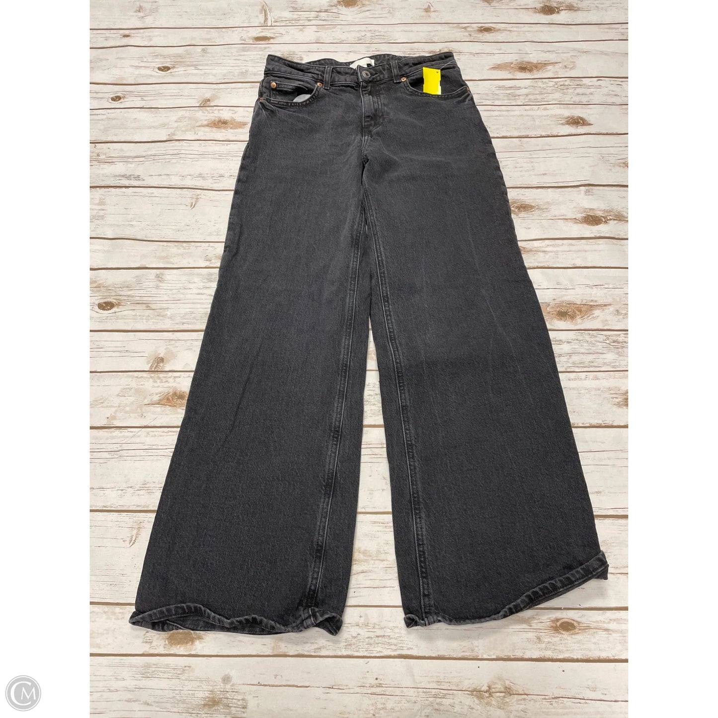 Jeans Wide Leg By H&m In Black Denim, Size: 8