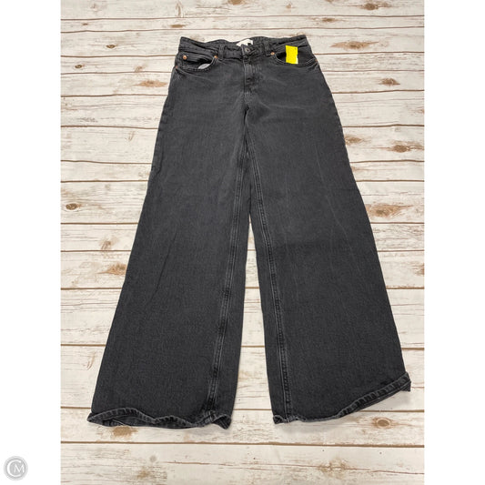 Jeans Wide Leg By H&m In Black Denim, Size: 8