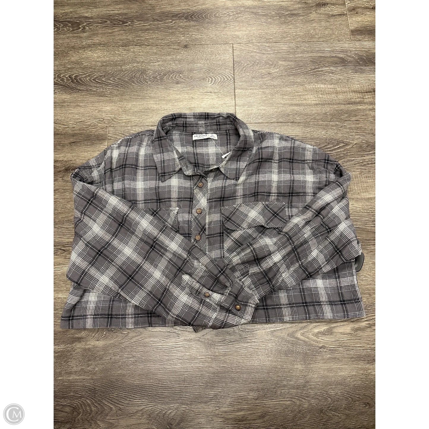 Top Long Sleeve By Arizona In Plaid Pattern, Size: Xl