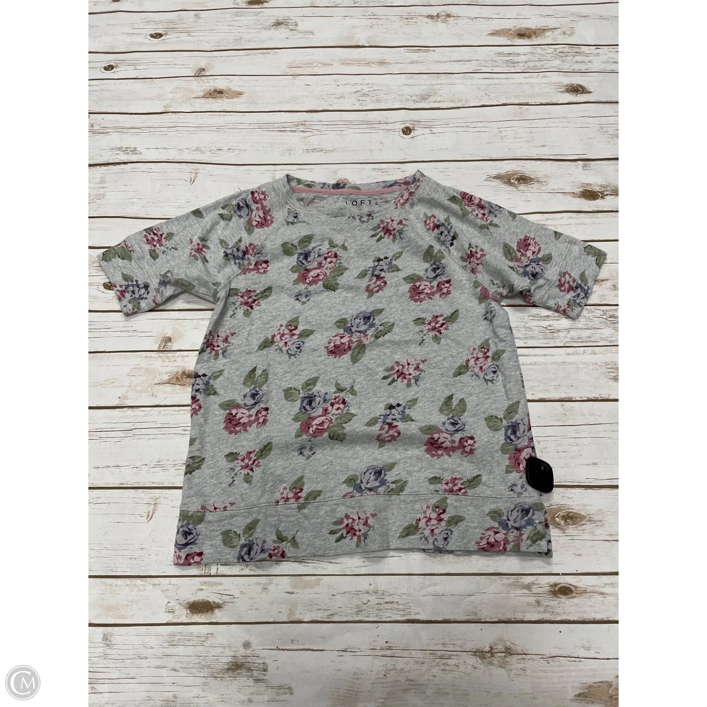 Top Short Sleeve By Loft In Grey, Size: M