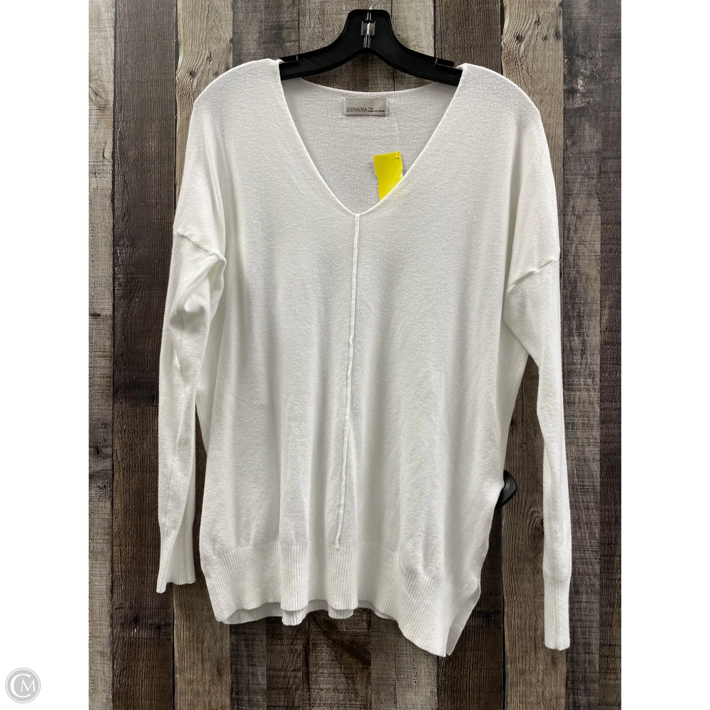 Sweater By Zenana In White, Size: S