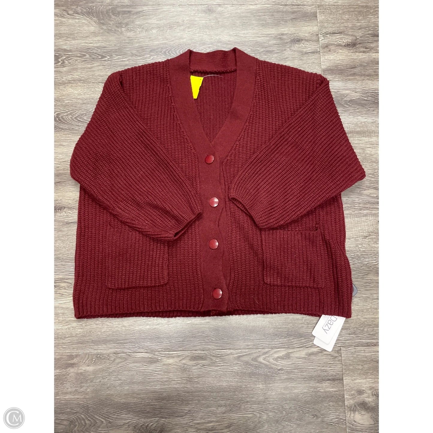 Sweater Cardigan By Dazy In Maroon, Size: Xl