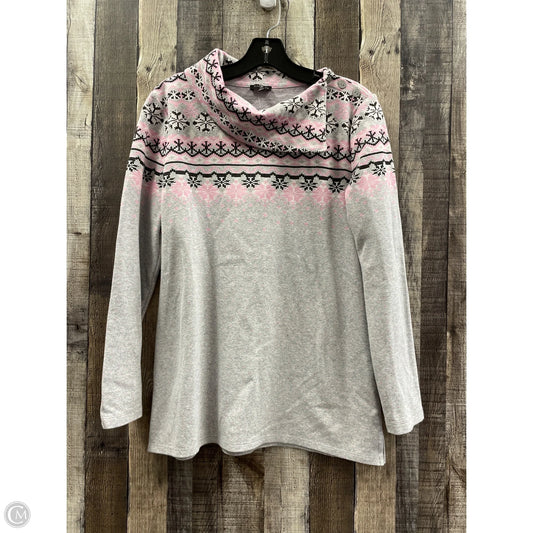 Top Long Sleeve By Talbots In Grey & Pink, Size: M