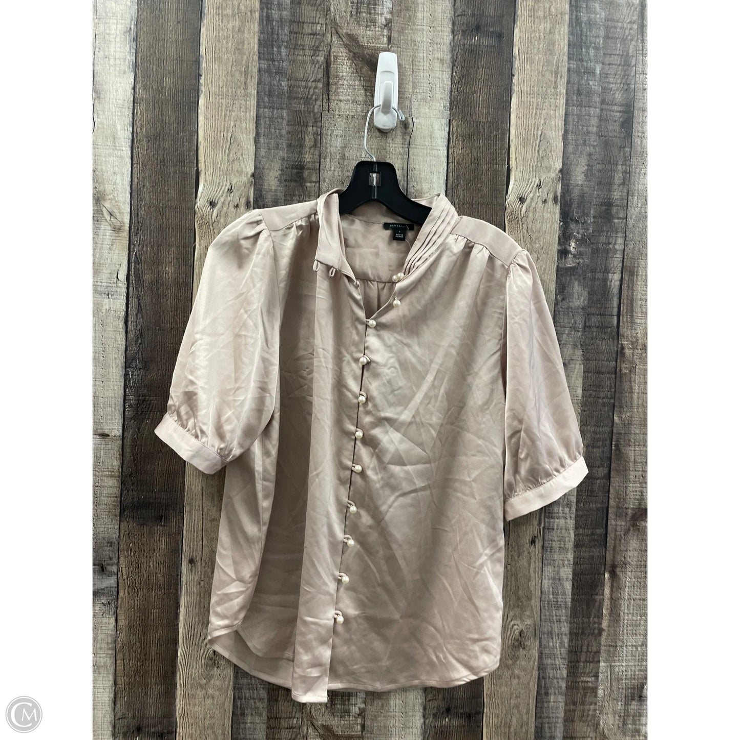 Top Short Sleeve By Ann Taylor In Beige, Size: S