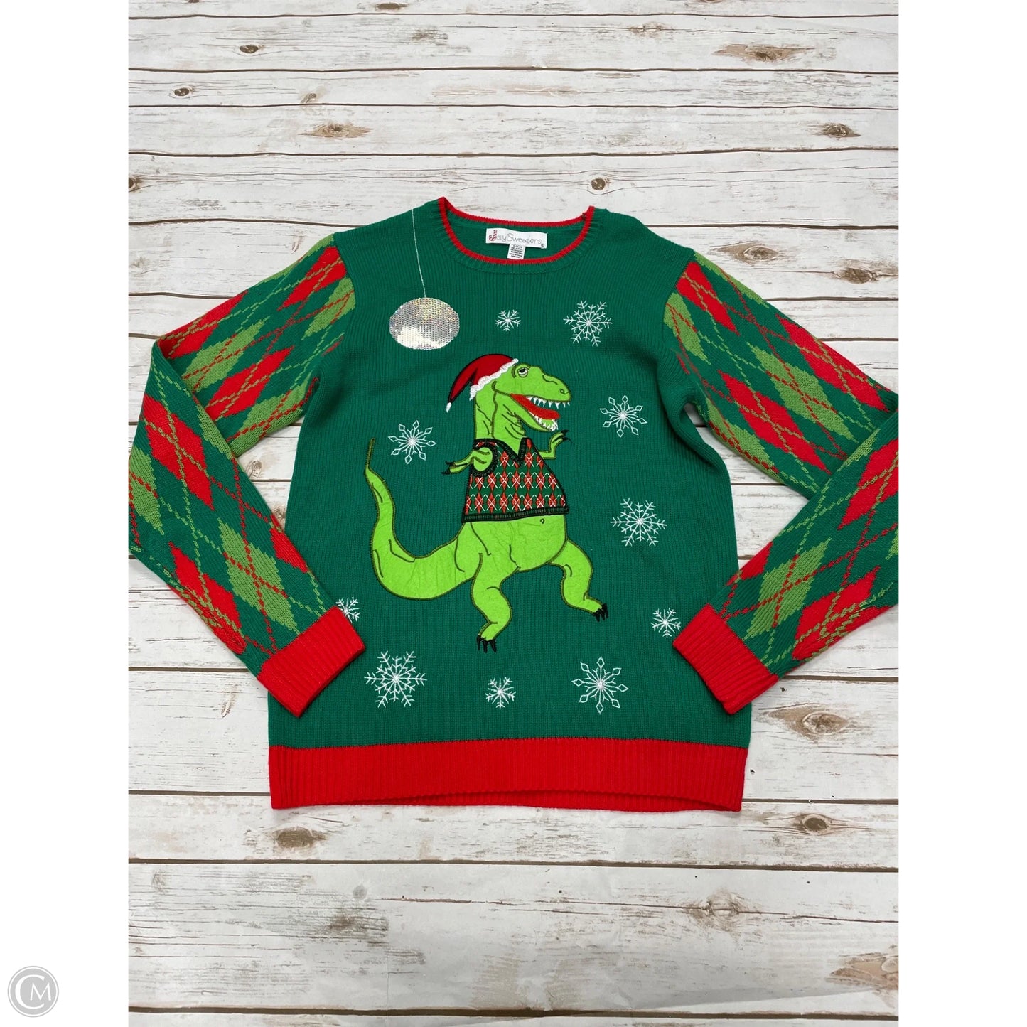 Sweater By Cme In Green & Red, Size: S