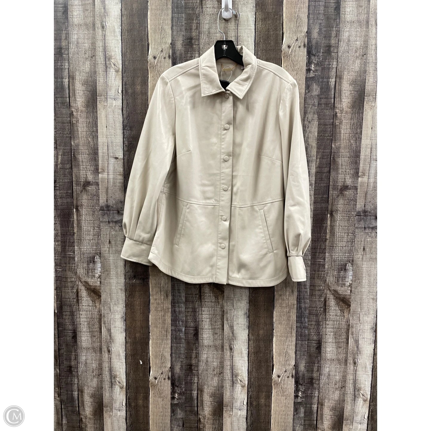 Jacket Shirt By Chicos In Tan, Size: M