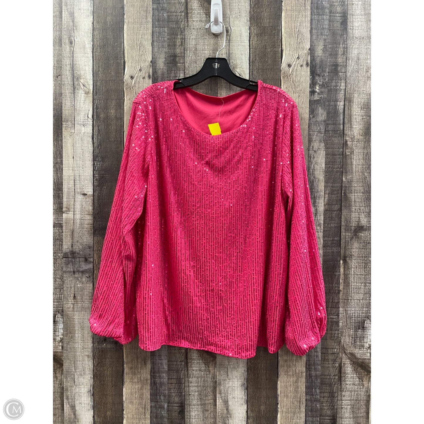 Top Long Sleeve By Shein In Pink, Size: 1x