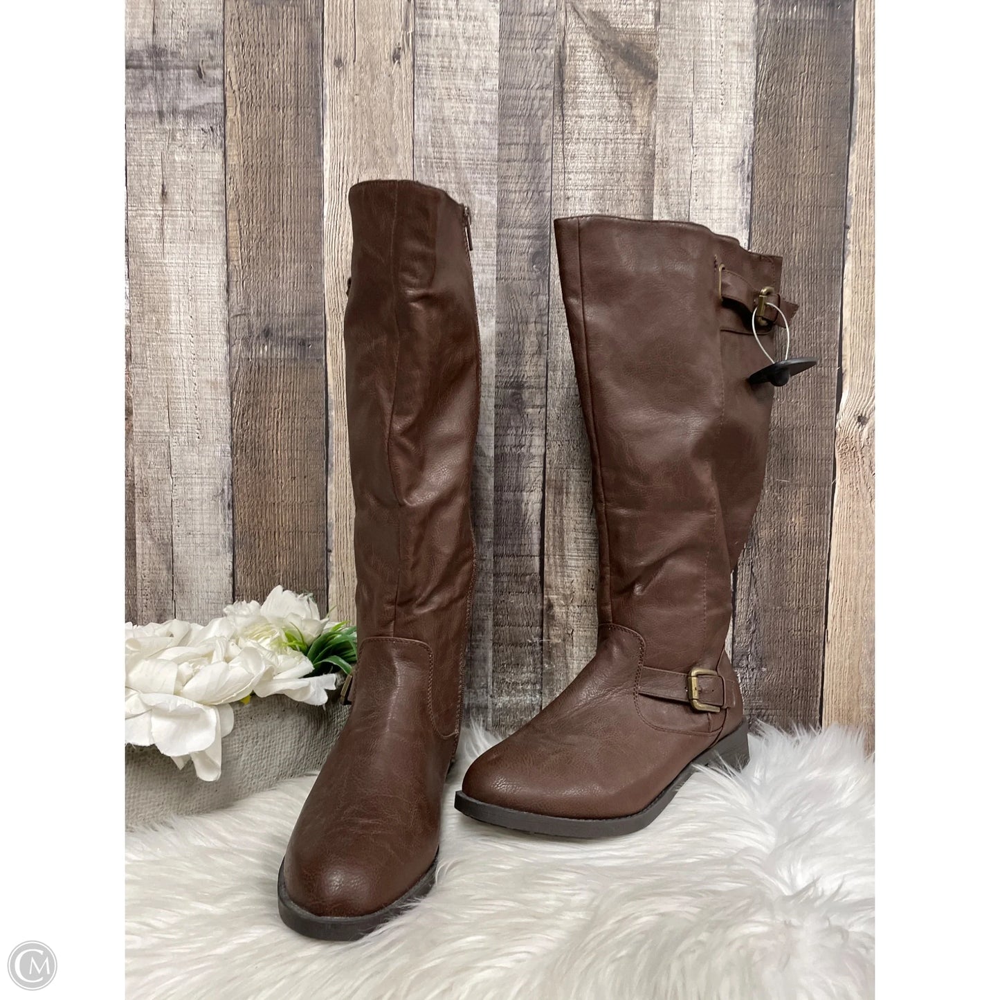 Boots Knee Heels By Avenue In Brown, Size: 9