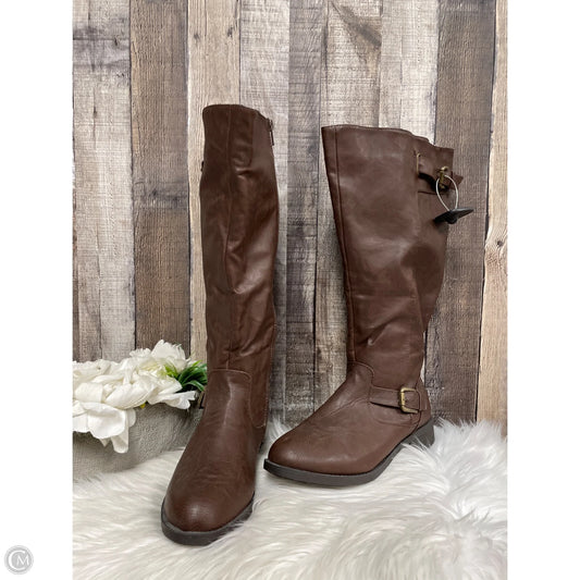 Boots Knee Heels By Avenue In Brown, Size: 9