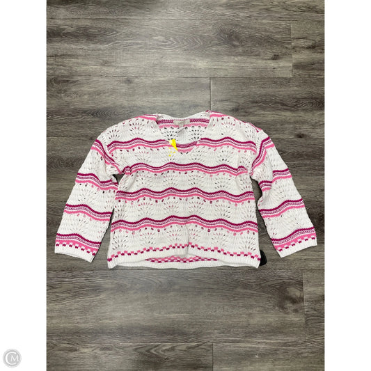 Sweater By Loft In Pink & White, Size: M