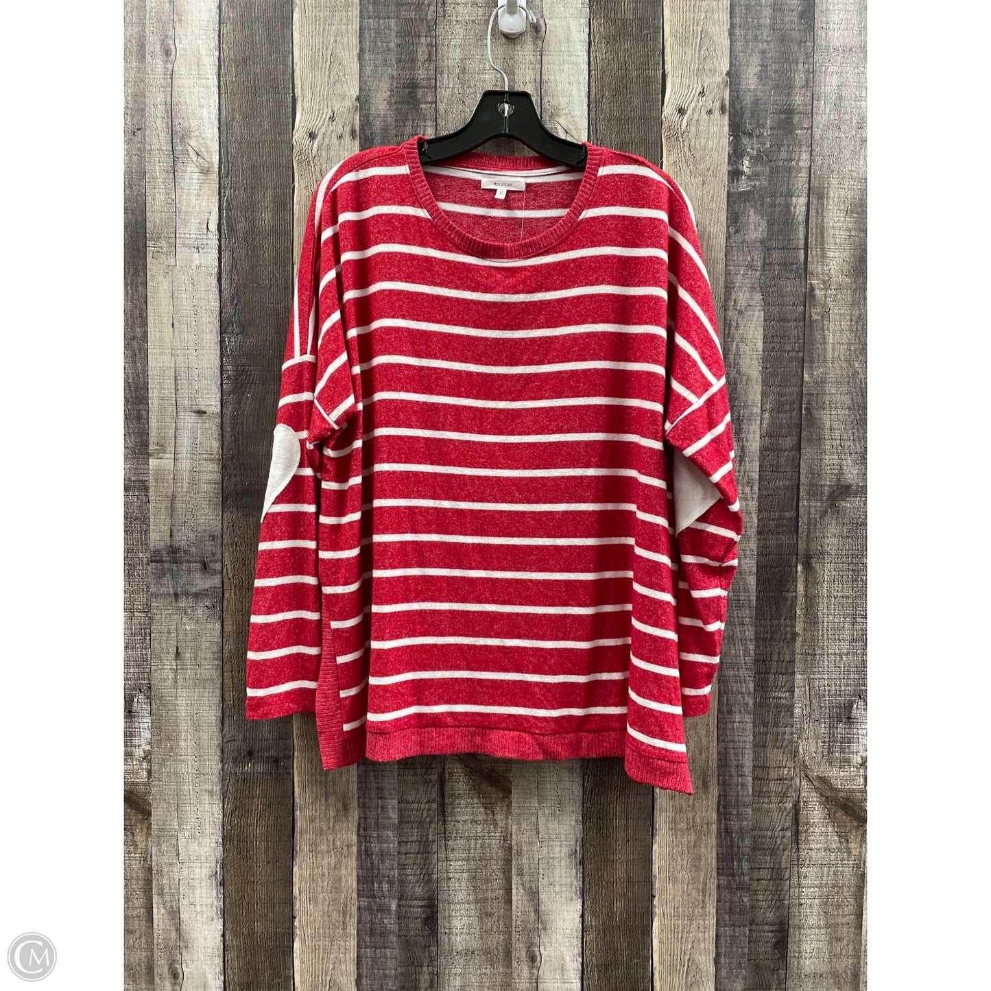 Sweater By Maurices In Red & White, Size: L