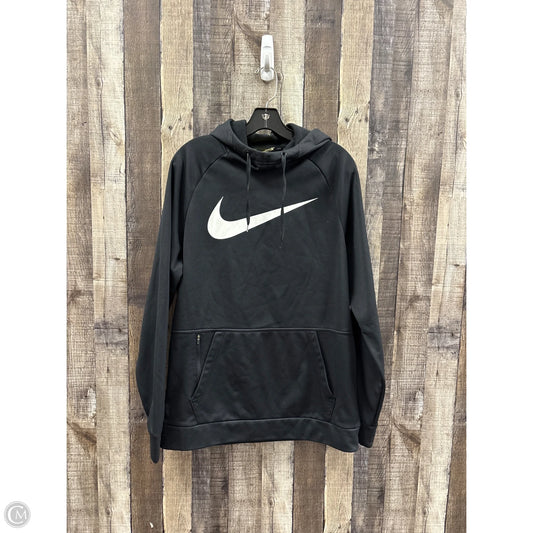 Athletic Top Long Sleeve Hoodie By Nike In Black, Size: M