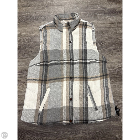 Vest Faux Fur & Sherpa By Christopher And Banks In Plaid Pattern, Size: Mp