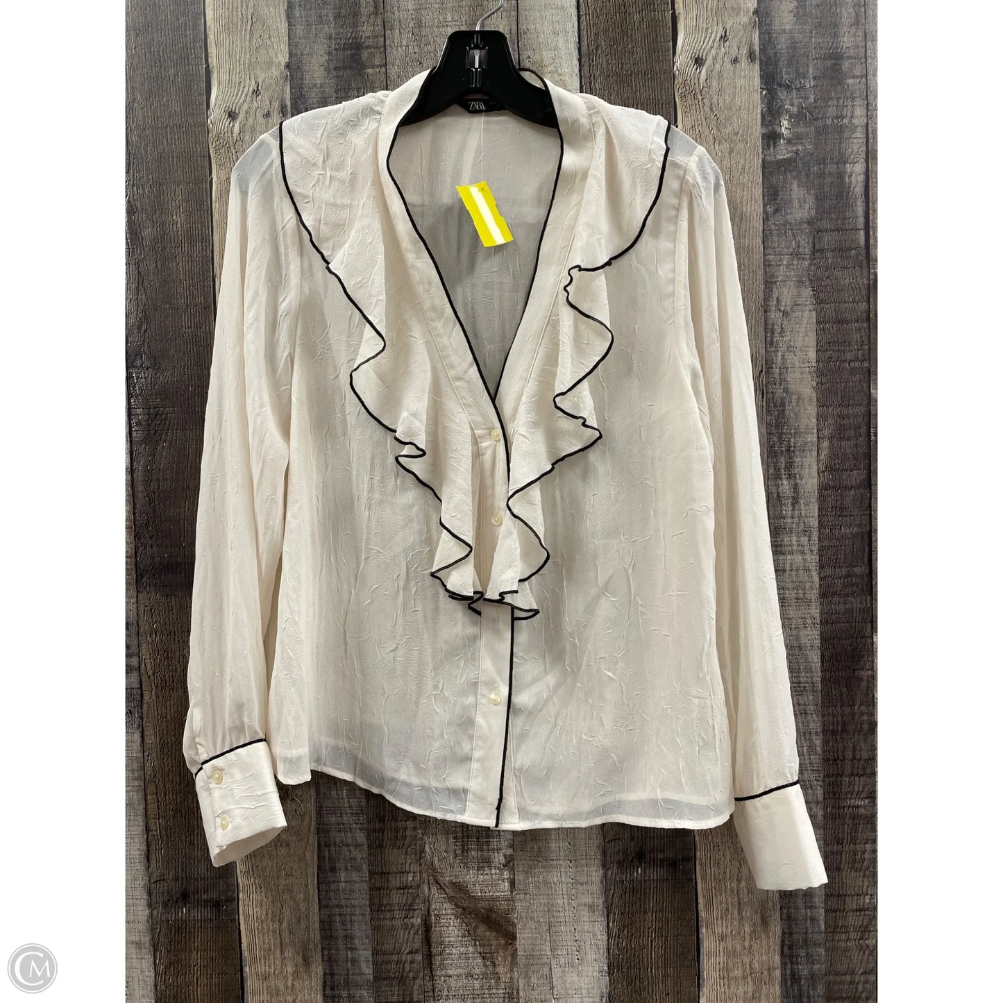 Top Long Sleeve By Zara In Cream, Size: M