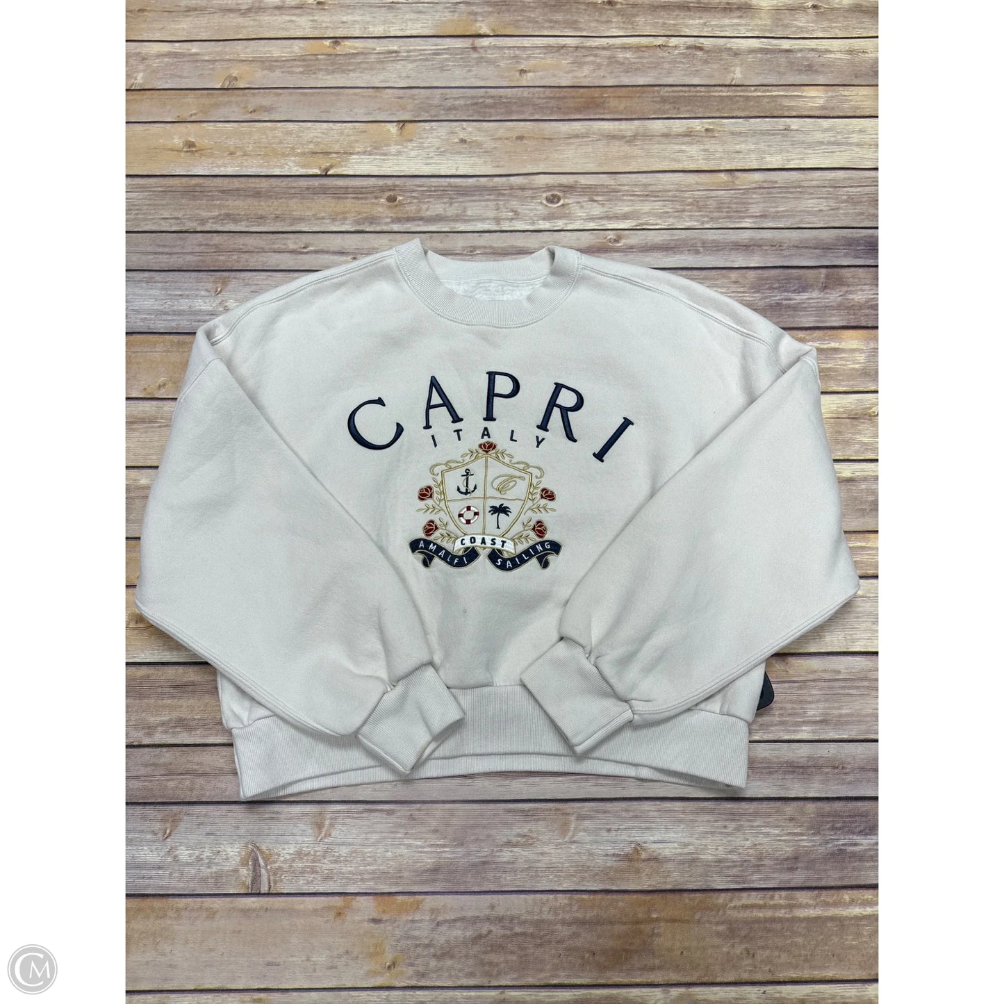 Sweatshirt Crewneck By Abercrombie And Fitch In Cream, Size: L