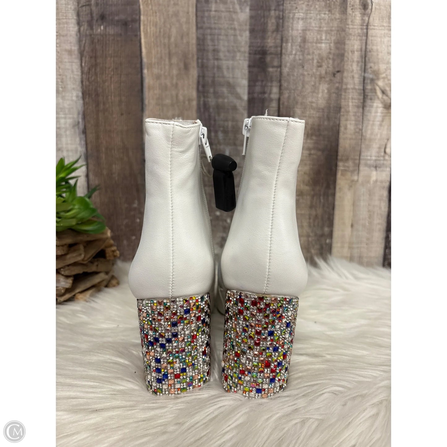 Boots Ankle Heels By Betsey Johnson In White, Size: 8