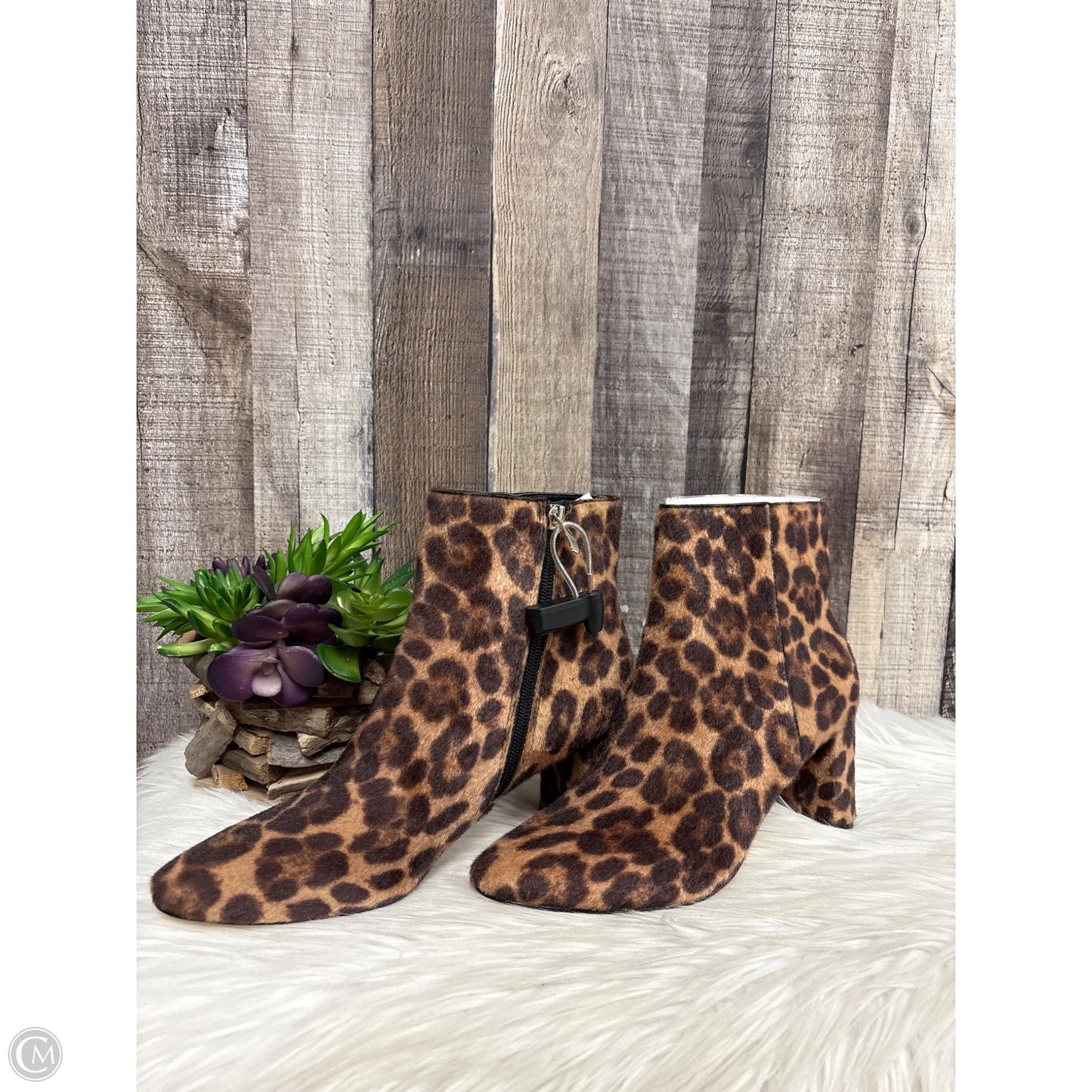 Boots Ankle Heels By Nine West In Animal Print, Size: 8