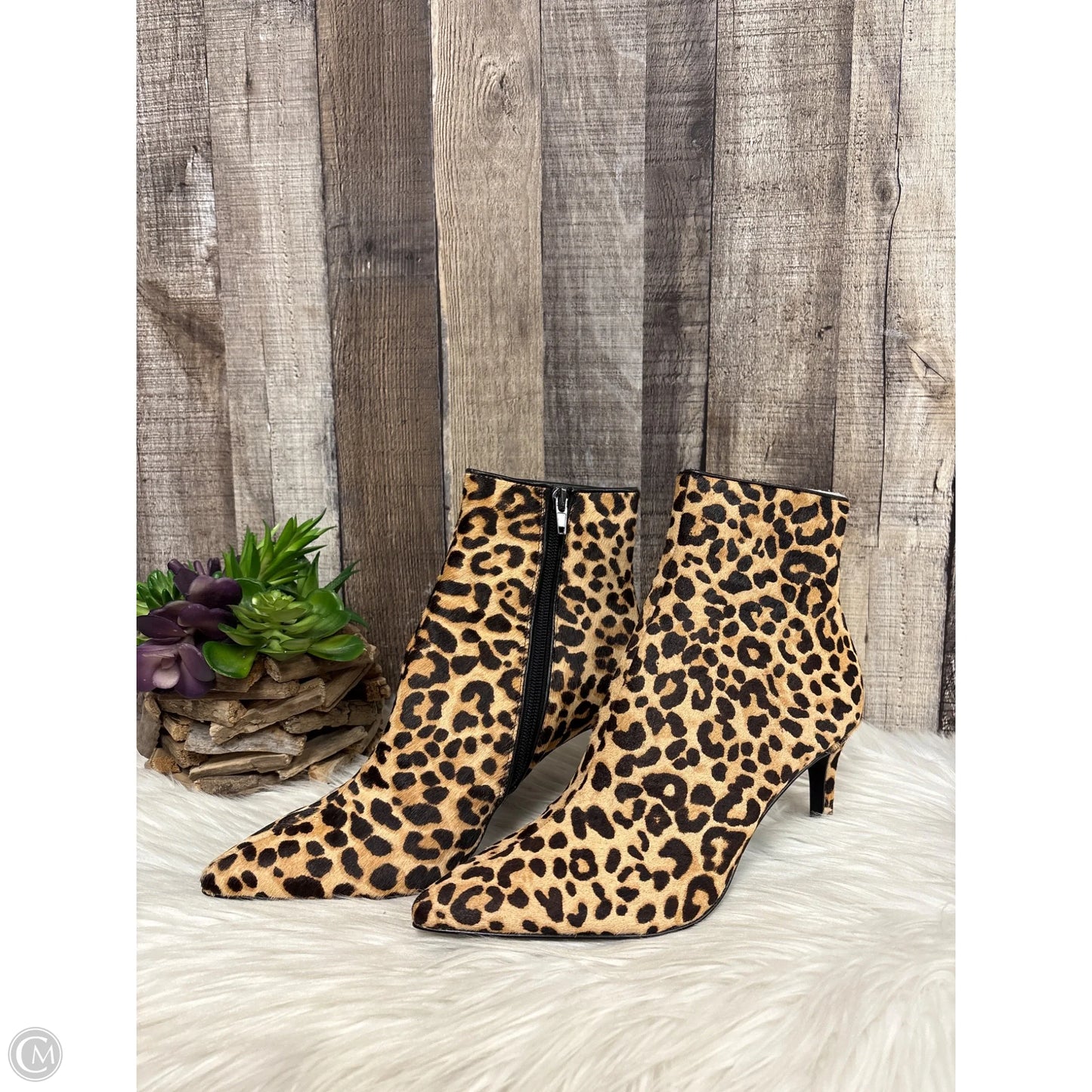 Boots Ankle Heels By Adrienne Vittadini In Animal Print, Size: 8