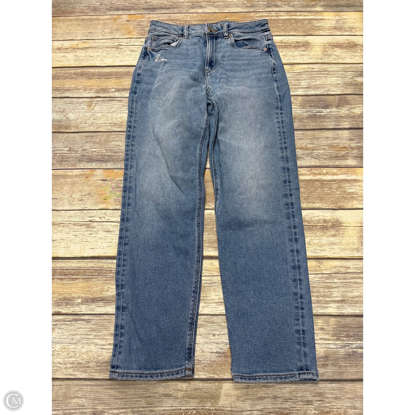 Jeans Straight By American Eagle In Blue Denim, Size: 4