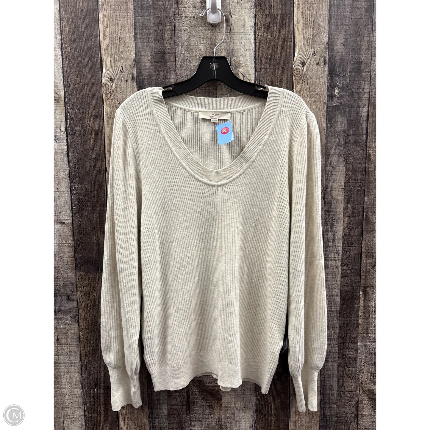 Sweater By Loft In Ivory, Size: Xl