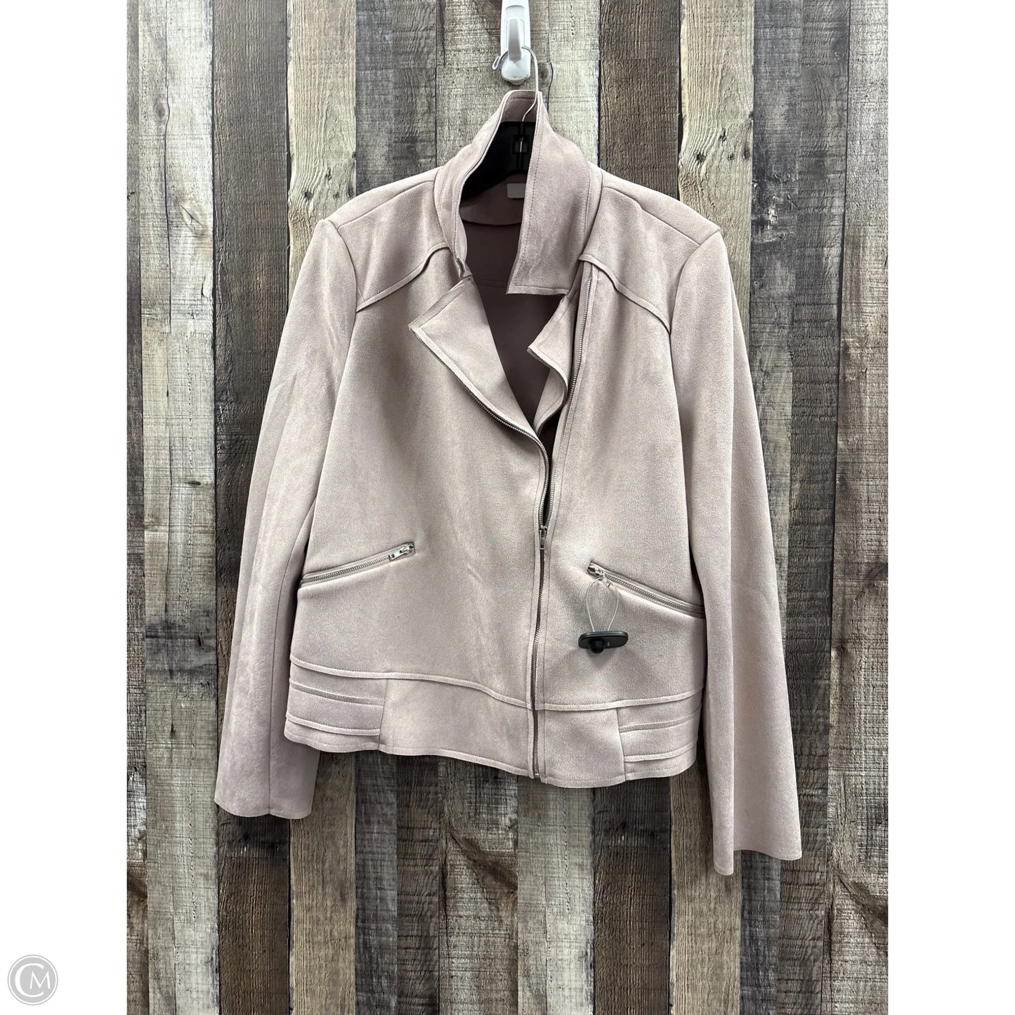 Jacket Moto By Just Fab In Taupe, Size: L