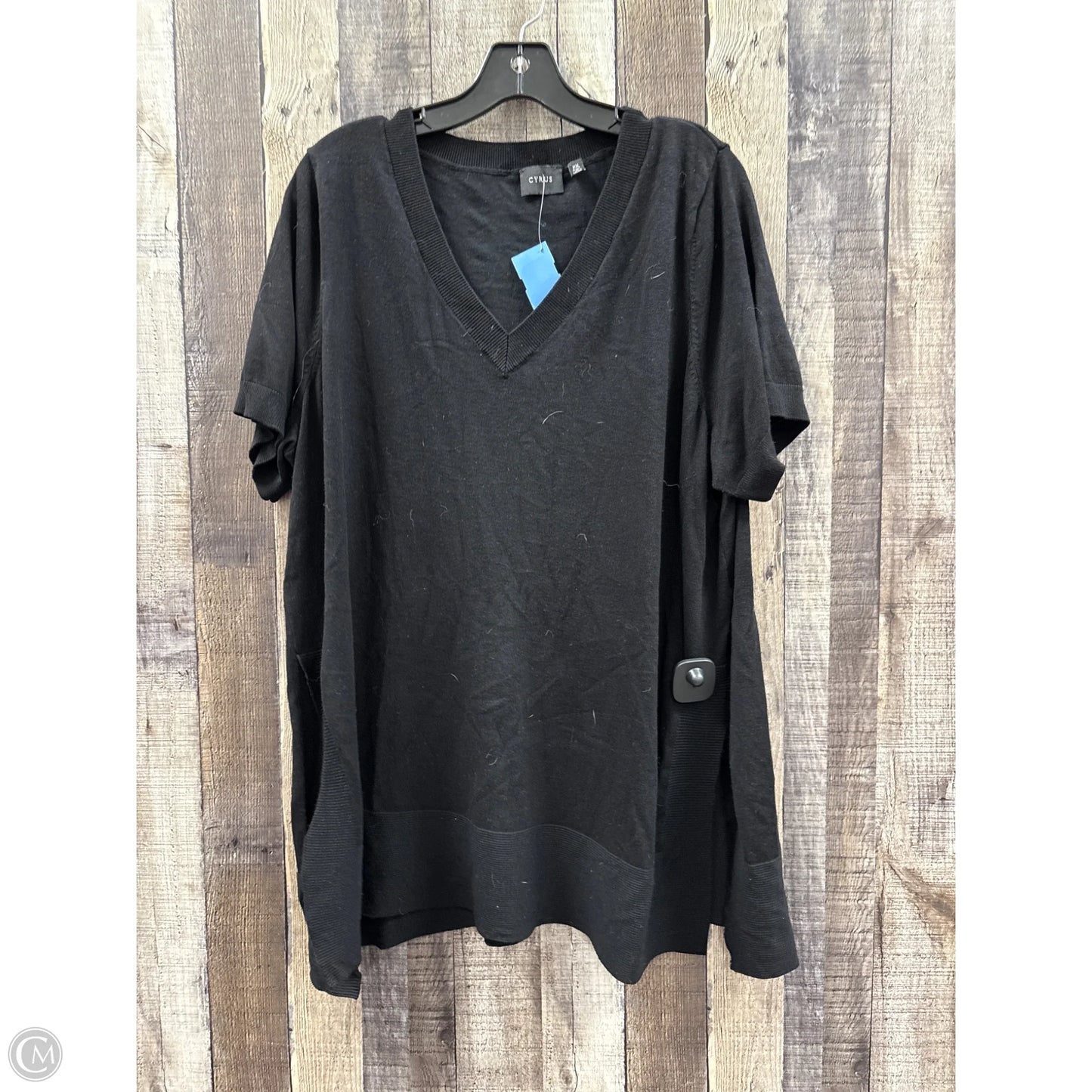 Sweater Short Sleeve By Cyrus In Black, Size: 2x