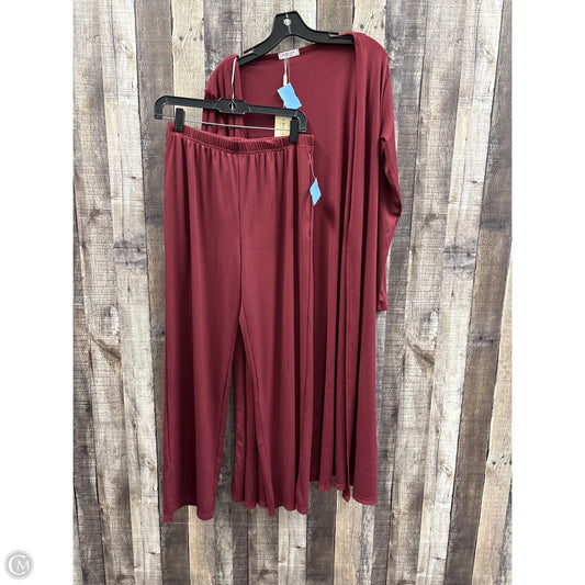 Pants Set 2pc By Ekouaer In Maroon, Size: M