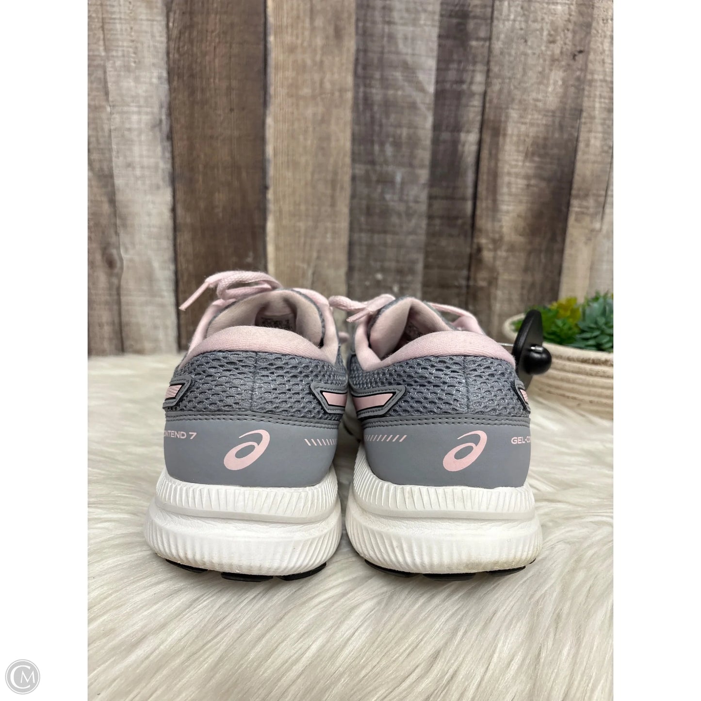 Shoes Athletic By Asics In Grey & Pink, Size: 9