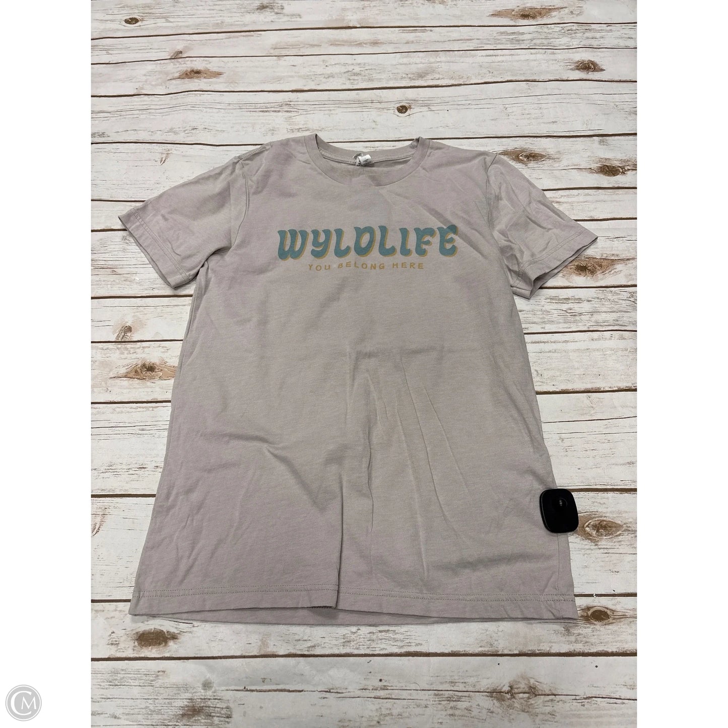 Top Short Sleeve Basic By Canvas In Beige, Size: M