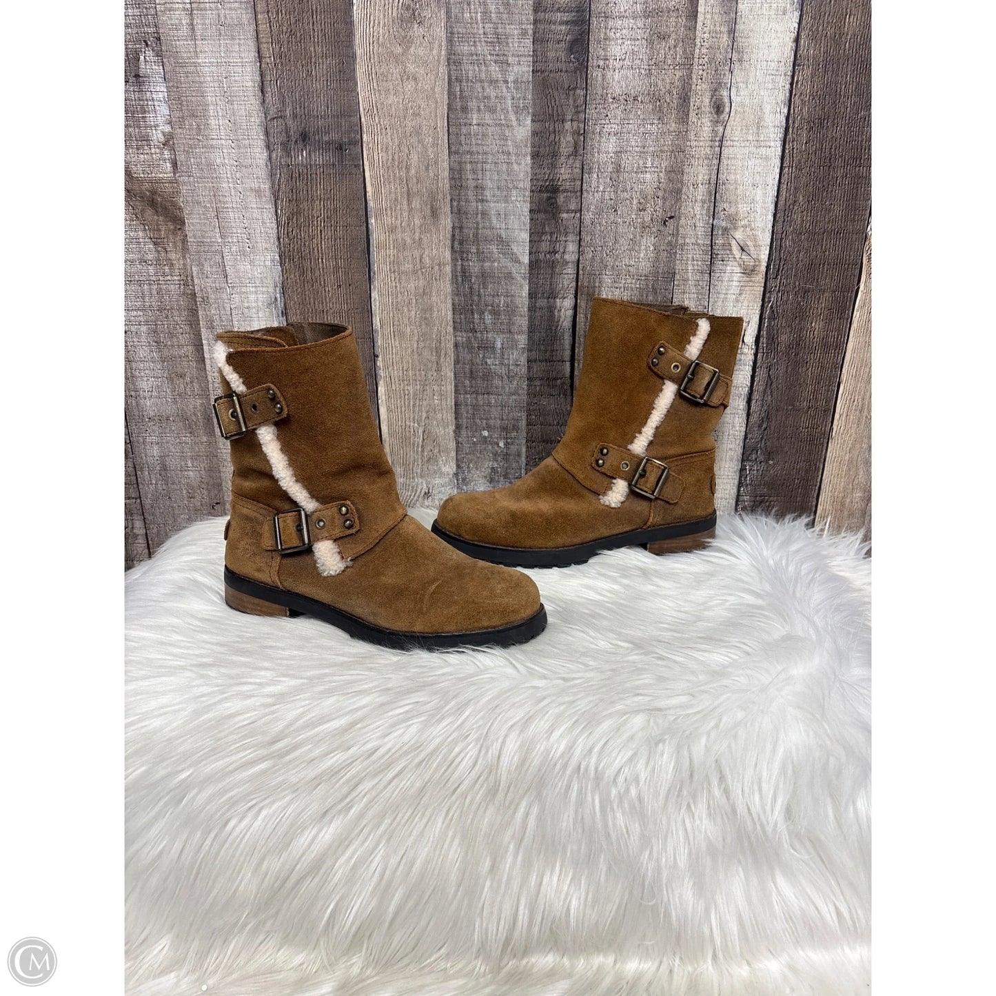 Boots Designer By Ugg In Brown, Size: 8