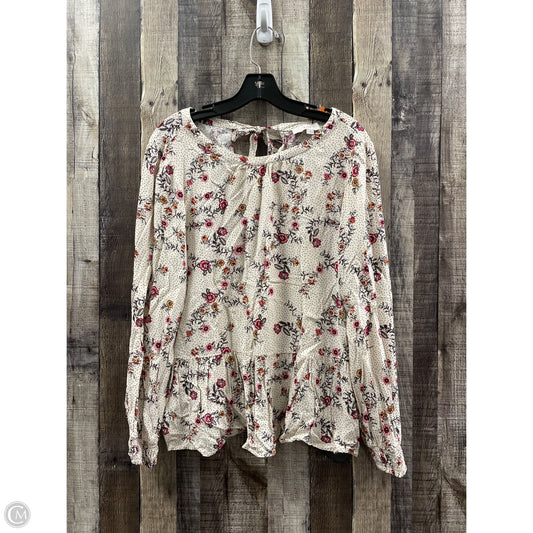 Top Long Sleeve By Loft In Floral Print, Size: L