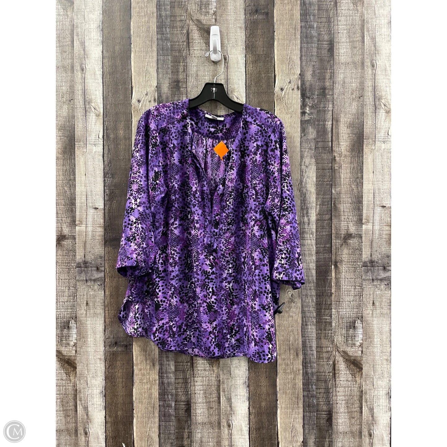 Top 3/4 Sleeve By Dana Buchman In Purple, Size: Xl
