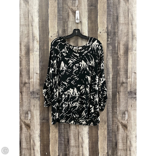 Top Long Sleeve By Chicos In Black & Cream, Size: Xl