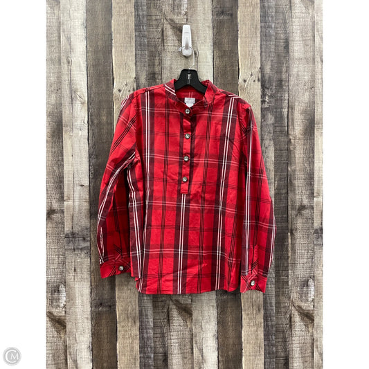 Top Long Sleeve By Chicos In Plaid Pattern, Size: L